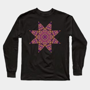 Star Burst Kaleidoscope | Octagon Blue Red Yellow Long Sleeve T-Shirt